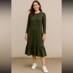 Zara green ruffle Hem dress Small